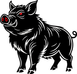 illustration of a Fierce pig with Red Eyes in a Dashing Vector Style