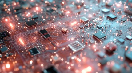 A close up detailed view of a computer circuit board