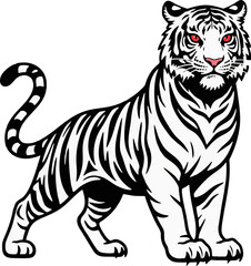 Fototapeta premium Fierce Black tiger with Red Eyes in a Dashing Vector Style