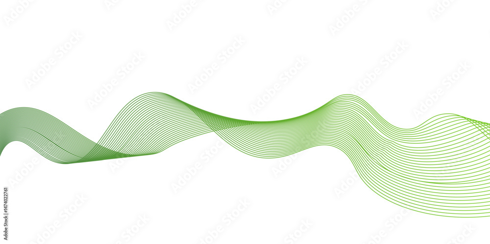 Fototapete modern abstract green wave liquid lines background.dots on a whit clean and fresh background,frequen