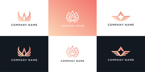 Set of abstract wings logo letter A