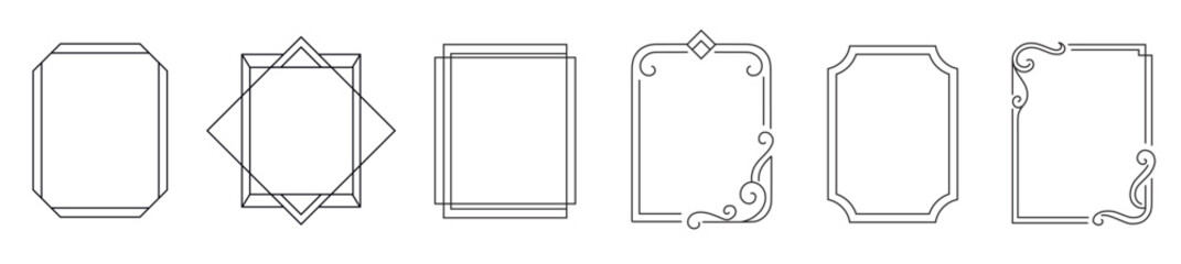 Fototapeta premium Elegant Minimalist Frames. Stylish Frame Collection for Decoration. Classic Thin Line Frames, decorative Elements for Design..eps