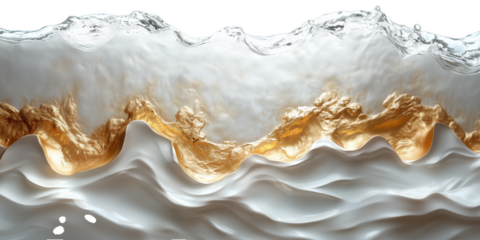 Abstract Art Deco Gold Waves On White Background