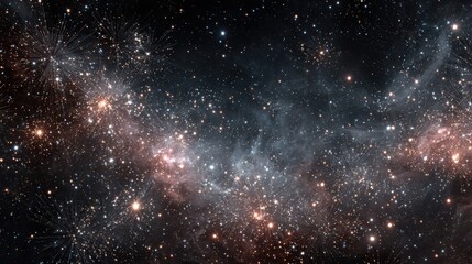 Naklejka premium Celestial Tapestry: A breathtaking display of the cosmos unfolds, showcasing a vast expanse of stars and galaxies, each point of light contributing to the universe's grandeur.