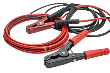 power cable pliers in red and black with electric cables isolated on white  background, PNG