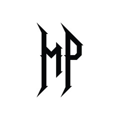 MP monogram logo design letter text name symbol monochrome logotype alphabet character simple logo