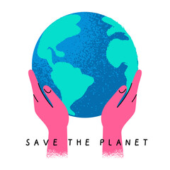 hands hold the planet