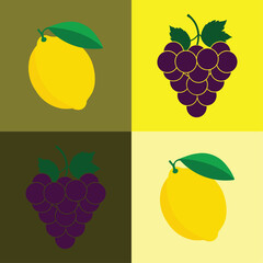 set of fruit, fruits and berries