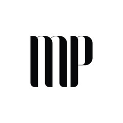 MP monogram logo design letter text name symbol monochrome logotype alphabet character simple logo