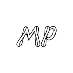 MP monogram logo design letter text name symbol monochrome logotype alphabet character simple logo