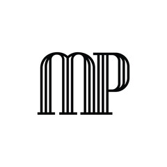 MP monogram logo design letter text name symbol monochrome logotype alphabet character simple logo
