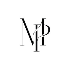 MP monogram logo design letter text name symbol monochrome logotype alphabet character simple logo