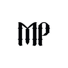 MP monogram logo design letter text name symbol monochrome logotype alphabet character simple logo