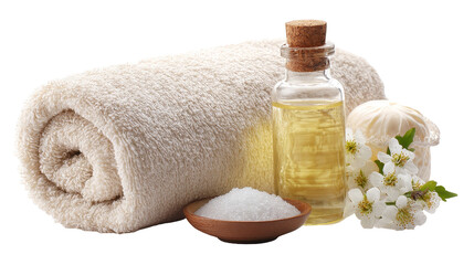 Spa essentials for relaxation and wellness. transparent background
