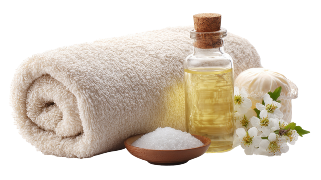 Spa essentials for relaxation and wellness. transparent background
