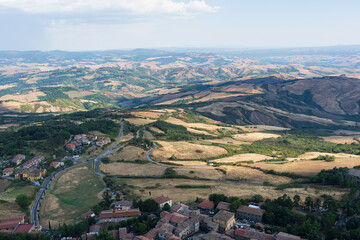 Panoramic View of Val d’Orcia from Radicofani, Tuscany, Italy