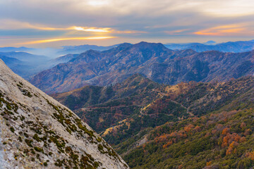 Dramatic Sunset Over Sequoia National Park Mountain Range