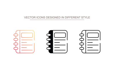 Notebook icon design with white background stock illustration