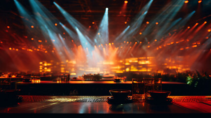 Bartender competition chaos in a high-energy venue, showcasing mixology extravaganza in a vibrant atmosphere.