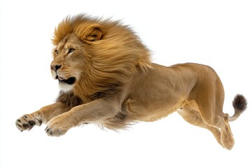 Obraz premium Lion running isolated on white background