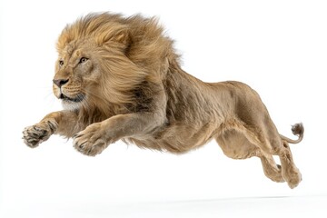 Obraz premium Majestic lion leaping predator wildlife