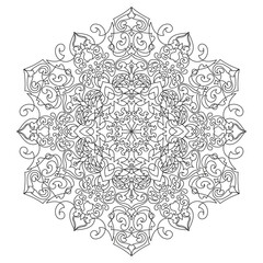 Unique Mandala Line Drawing for Mindfulness Coloring, Sacred Geometry Practice, and Decorative Art Projects