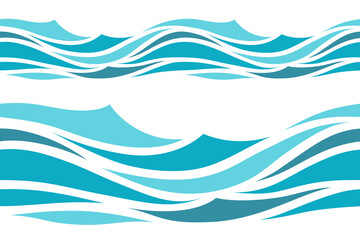 Seamless vector set of flowing ocean waves in soft, peaceful tones. Perfect for spa, natural cosmetics, seaside branding, and minimalist layouts.