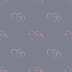Elegant hearts outline seamless pattern