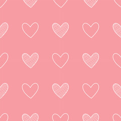 Hand-drawn hearts seamless pattern