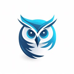Fototapeta premium Stylized owl illustration in gradient blues representing knowledge and wisdom