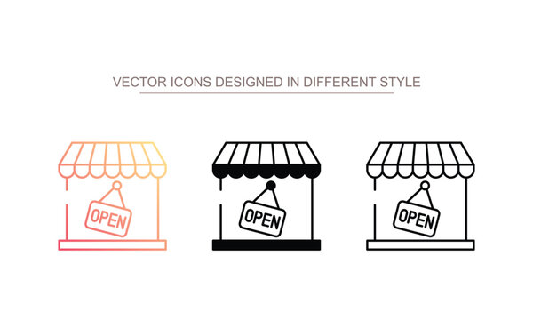 Open Store icon design with white background stock illustration