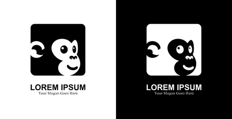 Monkey face logo design combined with square © Yohanes