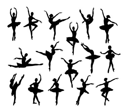 ballet dancer silhouettes various poses