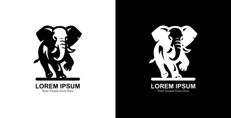 Logo design in the form of a running elephant with a front view