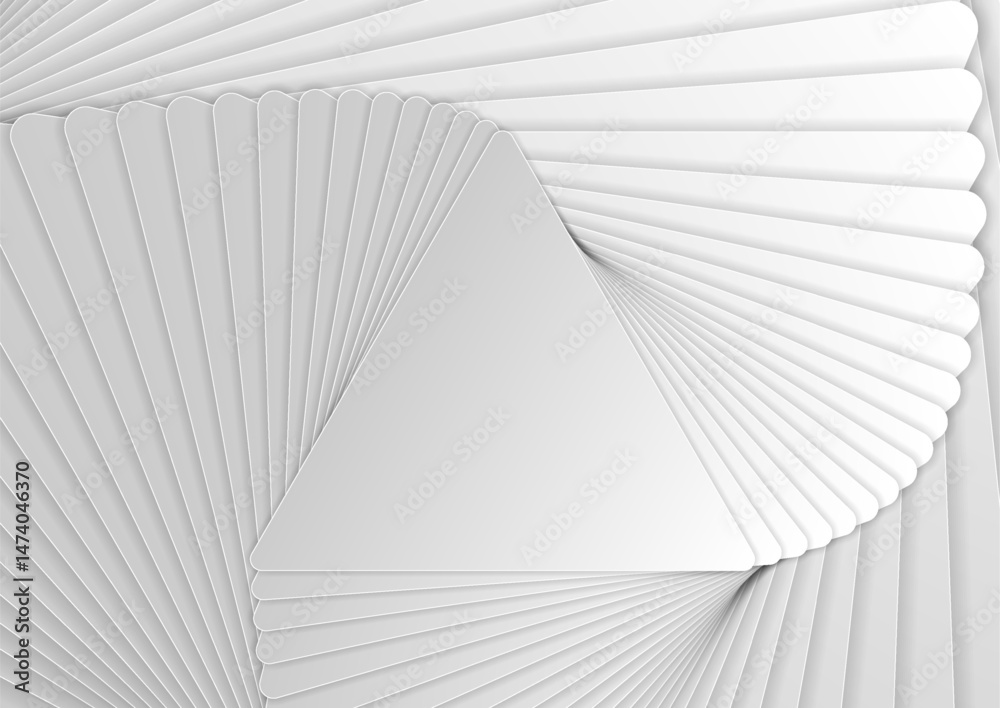 Aufkleber Grey geometric paper twisted triangles abstract tech background. Vector minimal graphic design