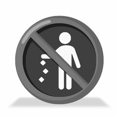 A red and black prohibition icon showing a person littering with a diagonal line crossing through it, symbolizing "No Littering