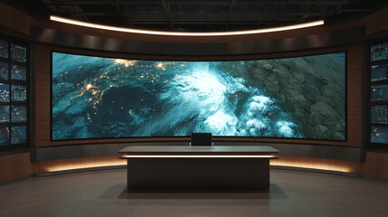 Fototapeta premium Modern Technology Control Room with Large Curved Display