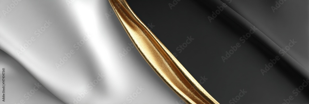 Poster elegant monochrome wrapping with striking gold accent on smooth fabric creates a sophisticated visua