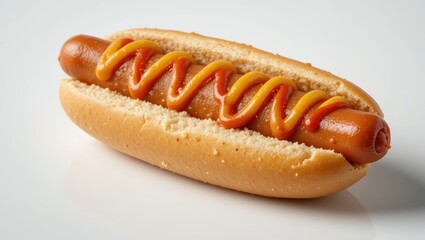 Classic Hot Dog with Mustard and Ketchup Served on a Fresh Bun