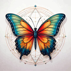 Geometric Butterfly Line Art