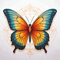 Geometric Butterfly Line Art