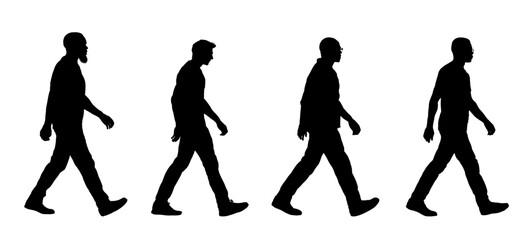Set of walking man silhouettes – vector illustration.