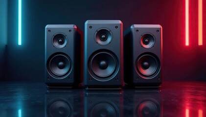 High-end audio speakers, showcasing sleek design and superior sound quality , electronics, sound, crisp