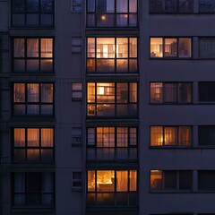 Building at night with light in the windows