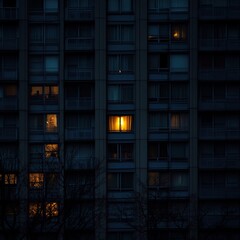 Building with only one window lit during the night