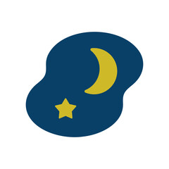 夜空に浮かんだ月と星のアイコンイラスト