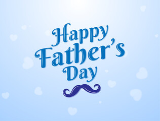 Stylish Happy Father&rsquo;s Day greeting card featuring a soft blue background, heart shapes, and a playful mustache design. Perfect for celebrating dads with a modern and warm visual message.
