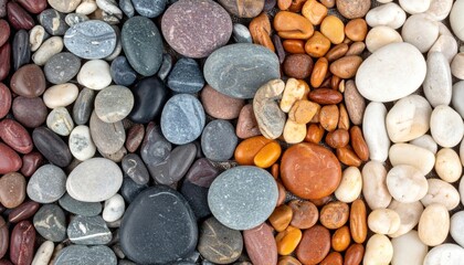 Collecting colorful pebbles and stones natural landscape photography outdoor close-up texture exploration