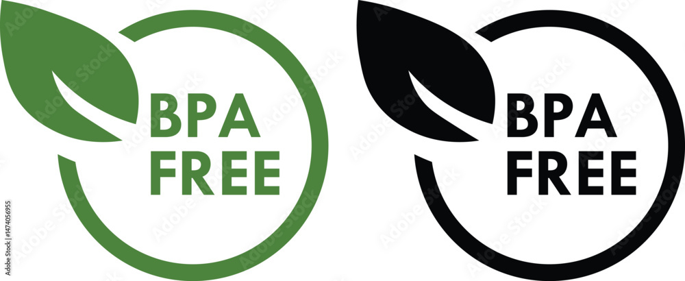 Fototapete set of bpa free icon circle emblem logo vector design concept. bisphenol a label icons template desi