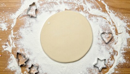 Baking activity kitchen cookie dough preparation home environment overhead view holiday spirit